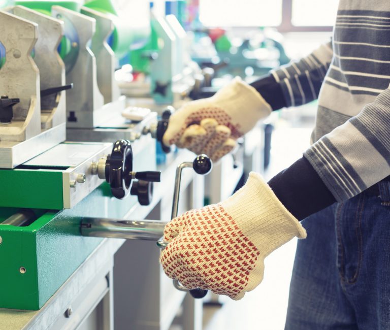 Working on a machine